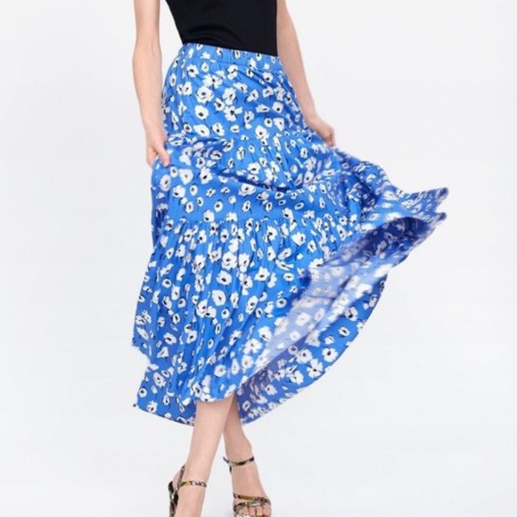 Zara | Skirts | Zara Blue Maxi Skirt | Poshmark
